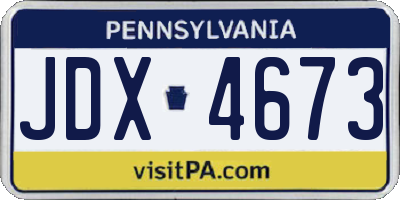 PA license plate JDX4673
