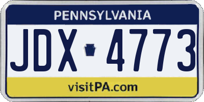 PA license plate JDX4773