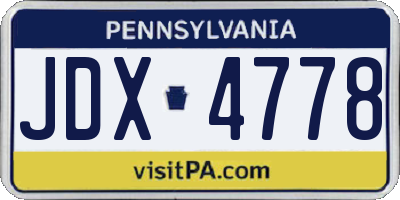 PA license plate JDX4778