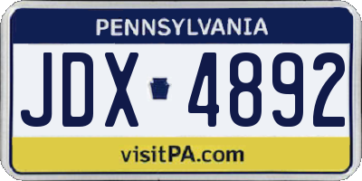 PA license plate JDX4892