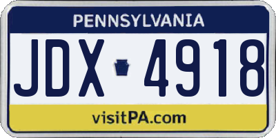 PA license plate JDX4918