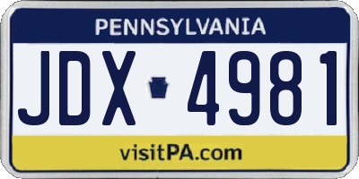 PA license plate JDX4981