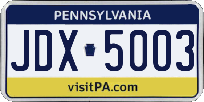 PA license plate JDX5003