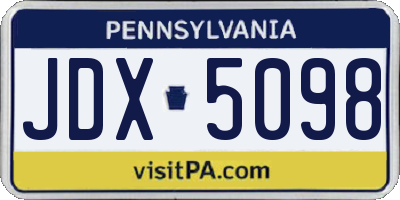 PA license plate JDX5098