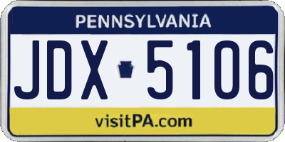 PA license plate JDX5106