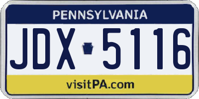 PA license plate JDX5116