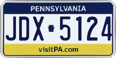 PA license plate JDX5124