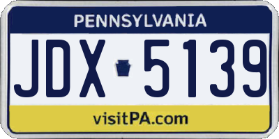 PA license plate JDX5139