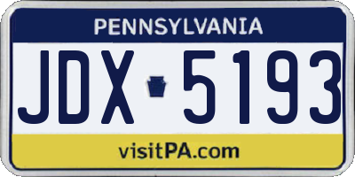PA license plate JDX5193