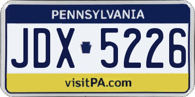 PA license plate JDX5226