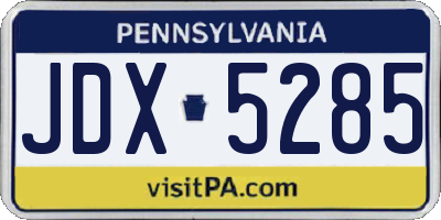 PA license plate JDX5285