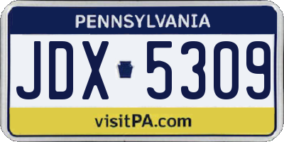 PA license plate JDX5309