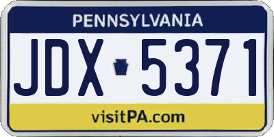 PA license plate JDX5371