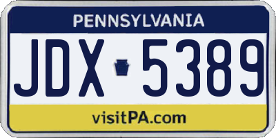 PA license plate JDX5389