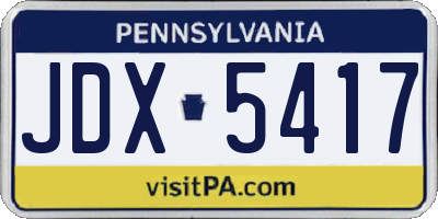 PA license plate JDX5417