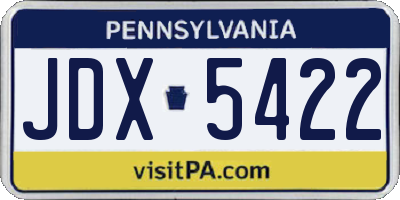 PA license plate JDX5422