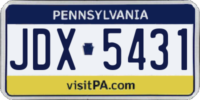 PA license plate JDX5431