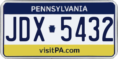 PA license plate JDX5432