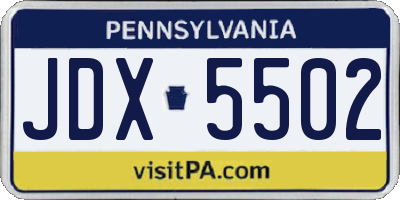 PA license plate JDX5502