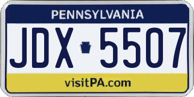 PA license plate JDX5507