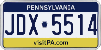 PA license plate JDX5514