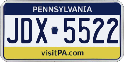 PA license plate JDX5522
