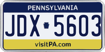 PA license plate JDX5603