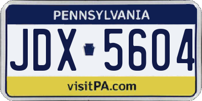 PA license plate JDX5604