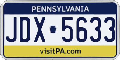PA license plate JDX5633