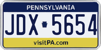 PA license plate JDX5654
