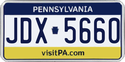 PA license plate JDX5660