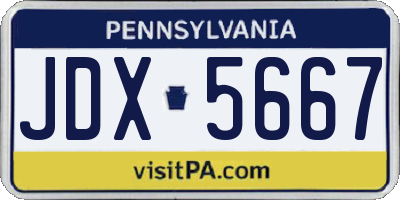 PA license plate JDX5667