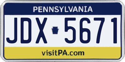 PA license plate JDX5671