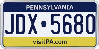 PA license plate JDX5680