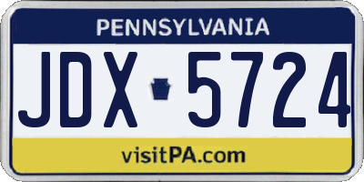 PA license plate JDX5724