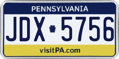 PA license plate JDX5756