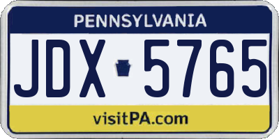 PA license plate JDX5765