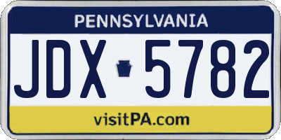 PA license plate JDX5782