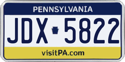 PA license plate JDX5822