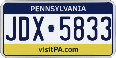 PA license plate JDX5833