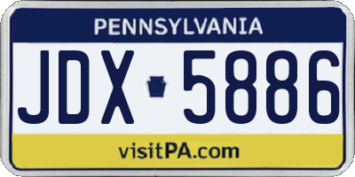 PA license plate JDX5886