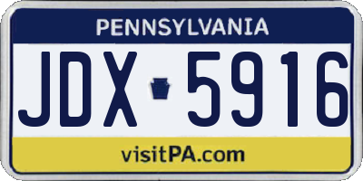 PA license plate JDX5916