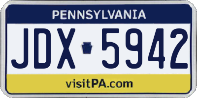 PA license plate JDX5942