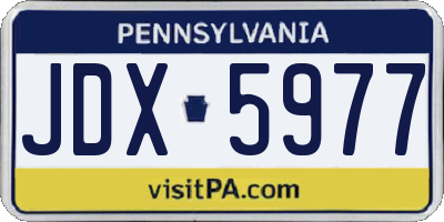 PA license plate JDX5977