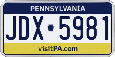 PA license plate JDX5981