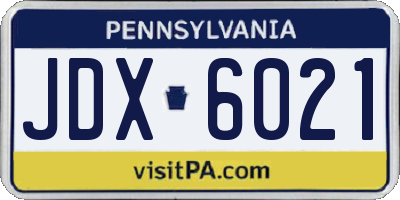 PA license plate JDX6021