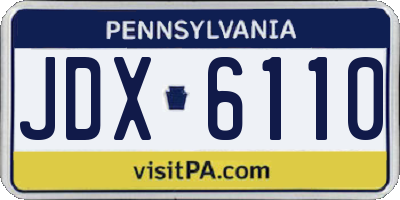 PA license plate JDX6110