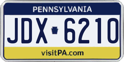 PA license plate JDX6210