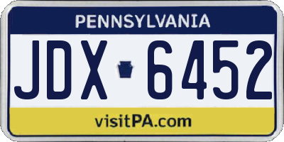 PA license plate JDX6452