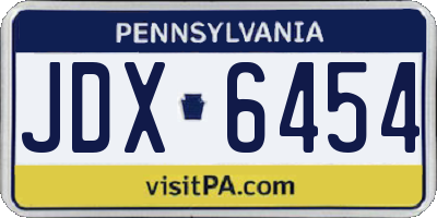 PA license plate JDX6454